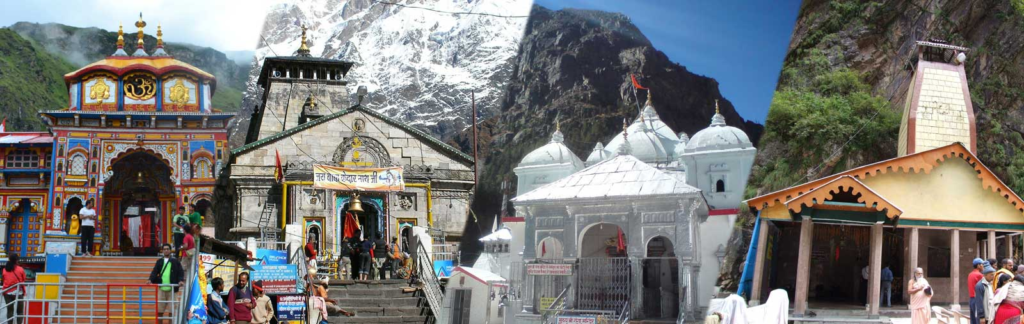 The image showing all four sacred Char Dham Yatra of Uttrakhand in one frame